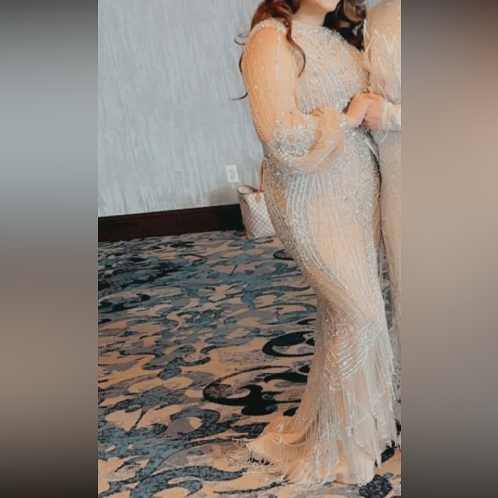 Silver and nude hand beaded dress